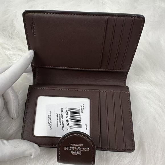 Coach Medium Corner Zip Wallet In Leather/Silver/Maple CR791 NWT - Picture 4 of 5